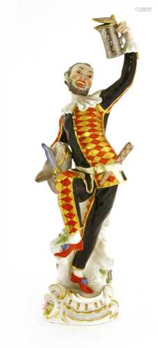 A Meissen figure of an harlequin,