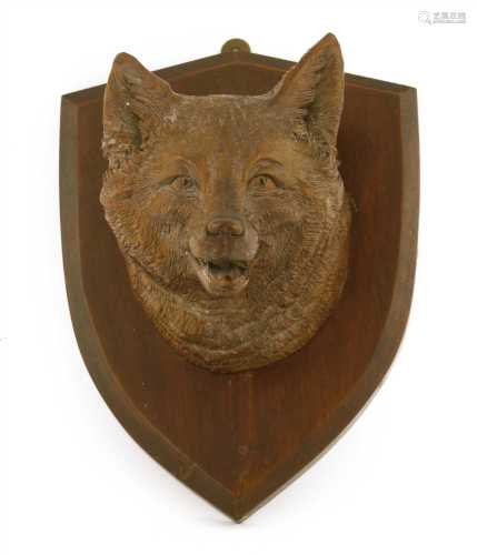 A Black Forest carved wooden fox mask,