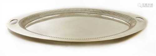 An oval silver tray,