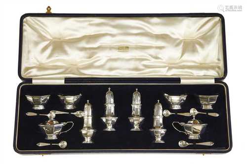 A fourteen-piece silver cruet set,