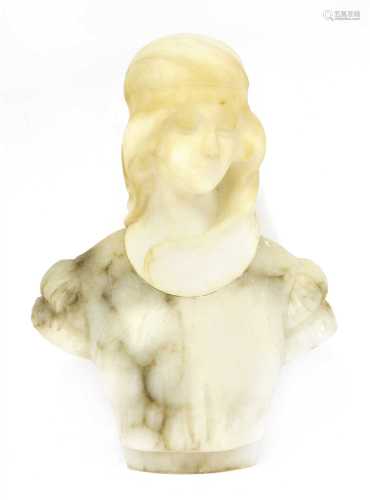 A bicolour alabaster bust,