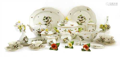 An Herend porcelain 'Rothschild Bird' pattern part tea, coffee and dinner service,