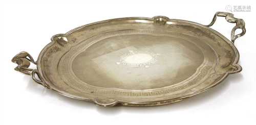 An Austrian silver twin-handled tray,