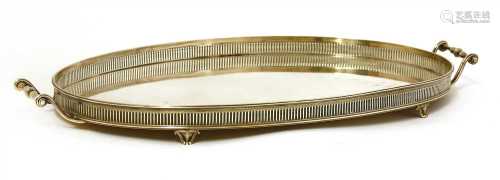 A silver twin-handled oval tray,
