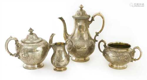 A Victorian four-piece tea and coffee service,