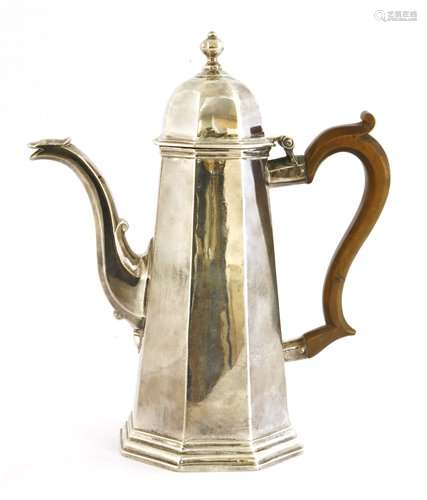 A George l Britannia standard silver coffee pot,