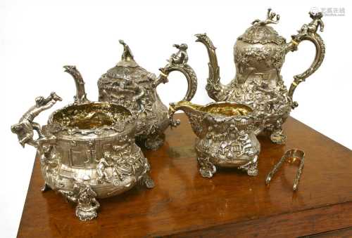 A Victorian silver four-piece tea set,