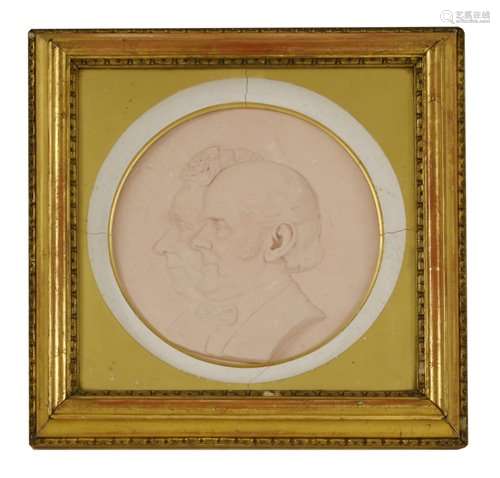 An American plaster roundel double portrait