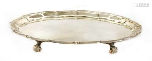 An oval silver salver