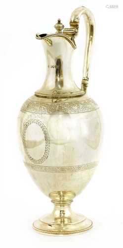 A Victorian silver wine jug