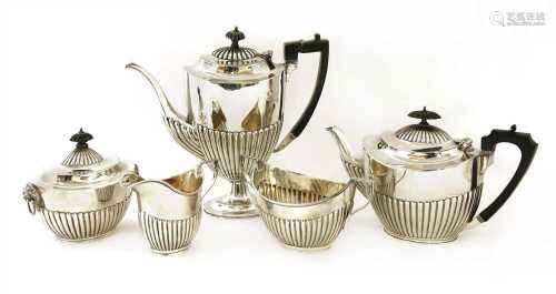 An Elkington & Co. silver three-piece tea service,