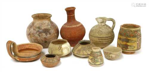 Antiquities: ten Near Eastern painted clay vessels,