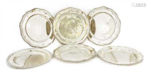 Six George III silver dessert plates