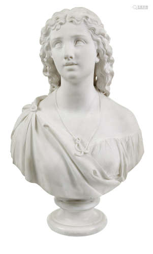 Argenti, GiosuéViaggiù-Varese 1819 - 1901H. 70 cmBüste einer jungen Frau mit Zöpfen und