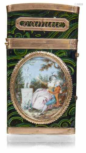 Reisenecessaire mit MiniaturmalereienFrankreich, um 1780/859 x 5 x 1 cmFlaches Etui, verziert mit