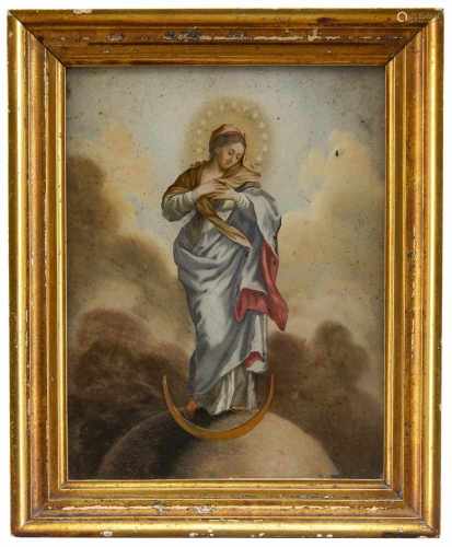 Hinterglasbild - Maria ImmaculataAugsburg, 18. Jahrhundert25 x 19 cmPolychrome Malerei hinter