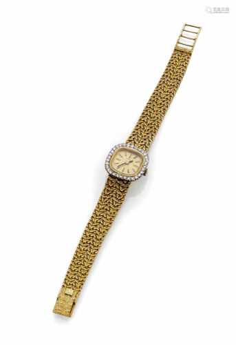 DamenarmbanduhrBez. Ebel, 1960er JahreL. 18-19 cm750 Gelbgold-Gehäuse und Armband. Goldenes