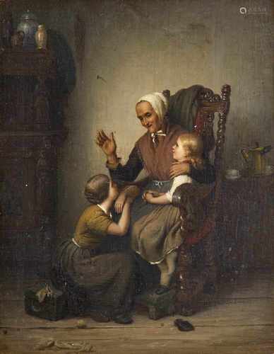 Meyer von Bremen, Johann GeorgBremen 1813 - Berlin 188620 x 16 cmGroßmutter erzählt. Öl/Holz,