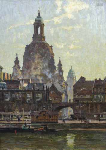 Beckert, FritzLeipzig 1877 - Dresden 196288 x 63,5 cmBlick von der Elbe auf die Kuppel der