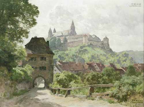 Compton, Edward HarrisonFeldafing 1881 - 196060 x 80 cmDie Comburg bei Schwäbisch Hall. Öl/Lwd.,