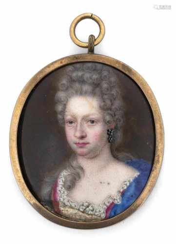 Barbette, Josias1657 - 17322,8 x 2,3 cmPortrait einer jungen Dame in rot-blauem Kleid, mit großem