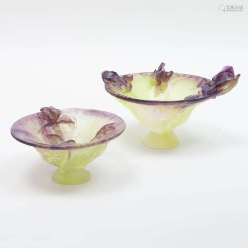 Two Daum Pâte de Verre Glass Bowls