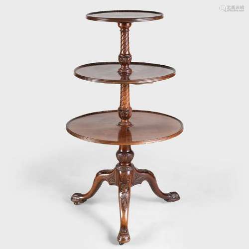 George III Style Mahogany Three Tier Dumb Waiter