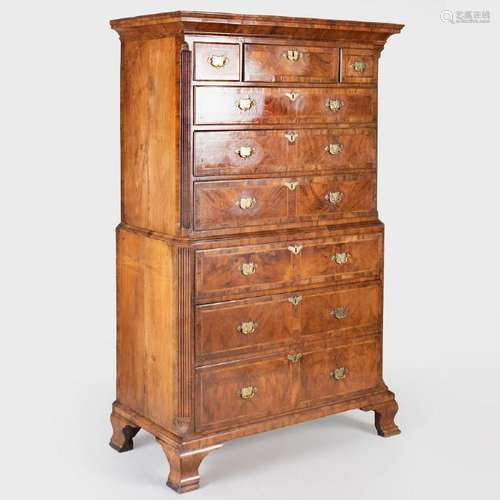 George II Walnut Chest on Chest