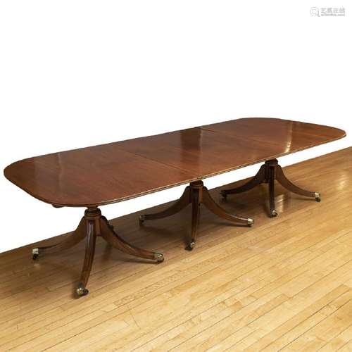 Late Regency Mahogany Three Pedestal Dining Table