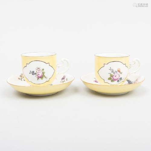 Pair of Meissen Porcelain Yellow Ground Coffee Cups and