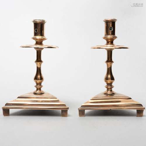 Pair of Spanish Baroque Bronze Candlesticks