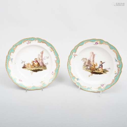 Two Meissen Porcelain Plates Decorated with Shepherds