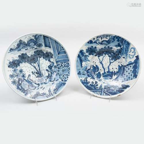 Two Similar Dutch Delft Blue and White Dishes