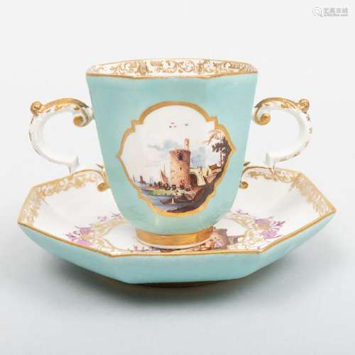 Meissen Porcelain Turquoise Ground Octagonal Two