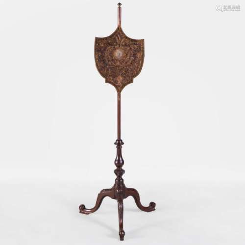 George III Carved Mahogany and Paper Quilling Pole