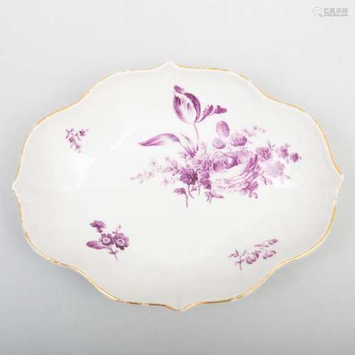 Meissen Porcelain Puce Decorated Lobed Dish