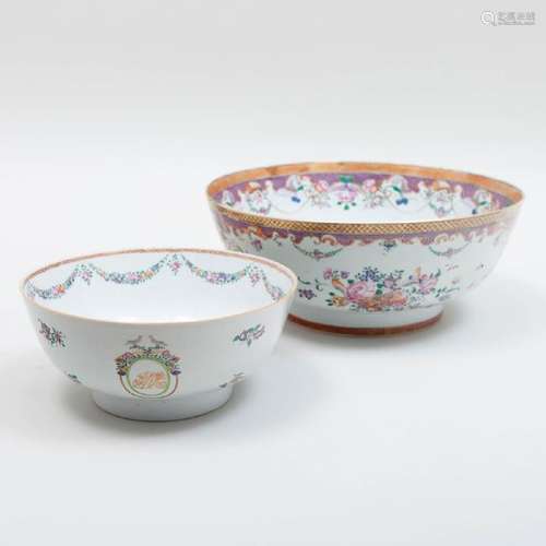 Two Chinese Export Porcelain Punch Bowls