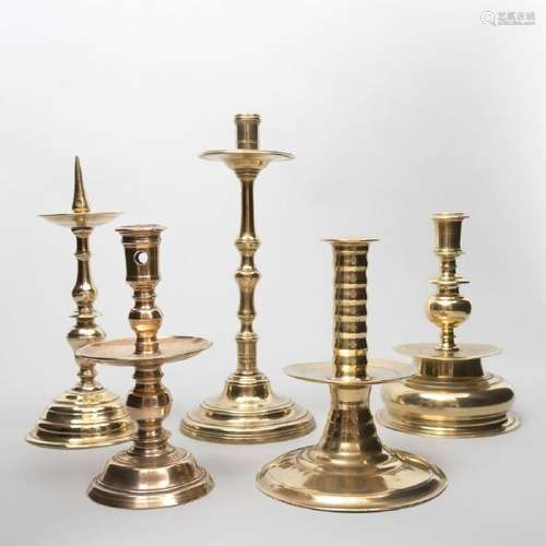 Group of Three Continental Baroque Bronze Candlesticks