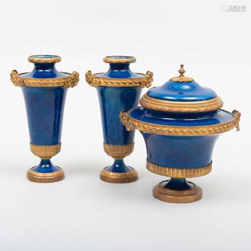 Sèvres Gilt-Metal-Mounted Porcelain Cobalt Ground Three