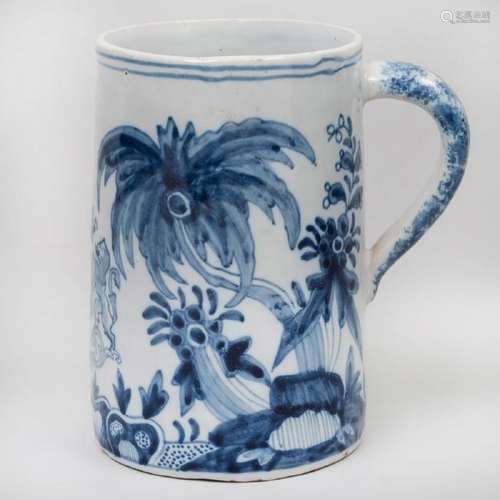 Continental Tin Glazed Earthenware Armorial Tankard