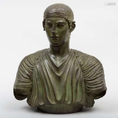 Greek Style Bronze Model of the Charioteer of Delphi,