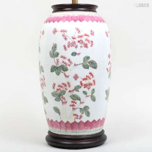 Large Chinese Famille Rose Porcelain Jar Mounted as a