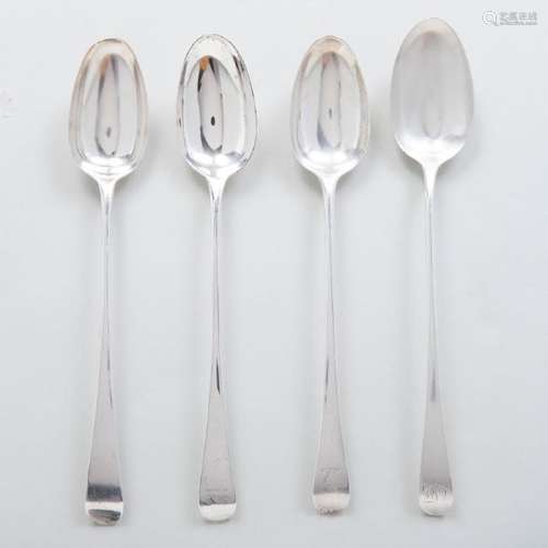 Group of Four George III Silver Stuffing Spoons