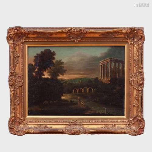 European School: Classical Landscape with Figures and