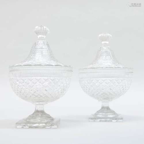 Pair of Georgian Cut Glass Sweetmeat Dishes