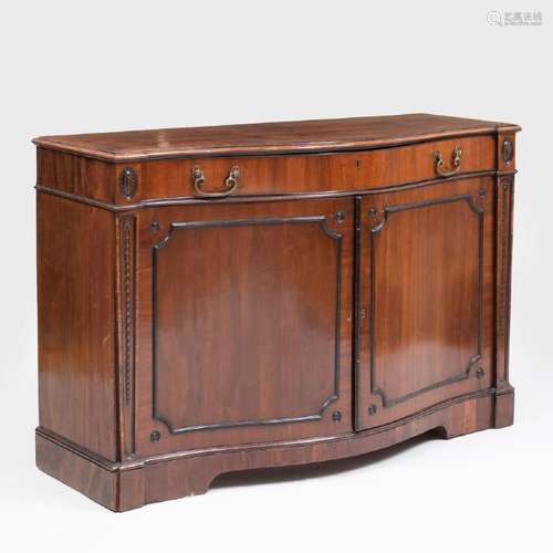 George III Serpentine-Fronted Inlaid Mahogany Cabinet