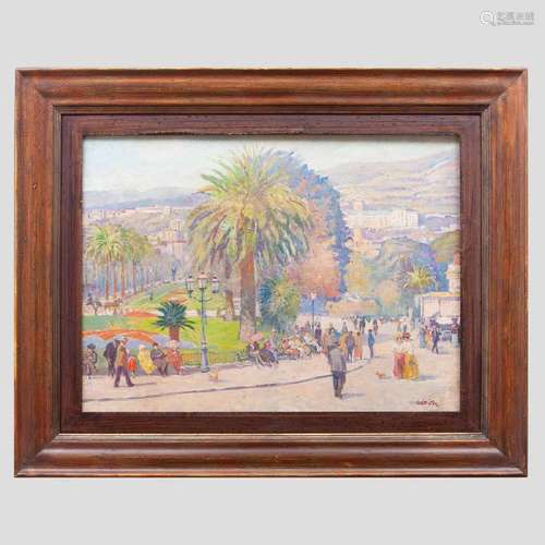 Lucien Adrion (1889-1953): Vu d'un jardin à Menton