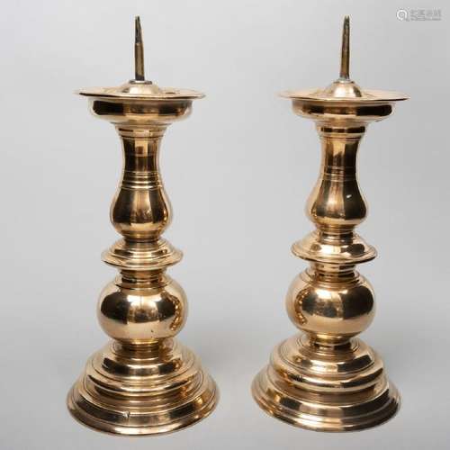 Pair of Continental Baroque Bronze Pricket