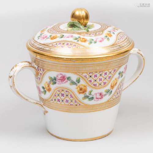 Paris Porcelain Two Handled Cup and Cover