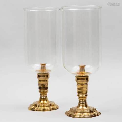 Pair of Louis XIV Style Brass and Glass Photophores